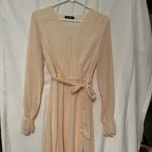 Cream maxi dress with shear sleeves